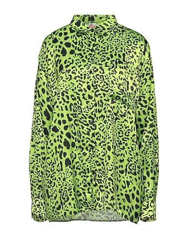 Acid green Satin Patterned shirts & blouses