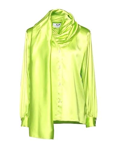 Acid green Satin Shirts & blouses with bow