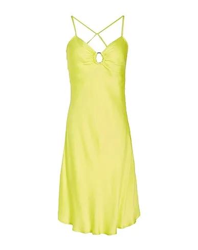 Acid green Satin Short dress VISCOSE MINI SLIP DRESS