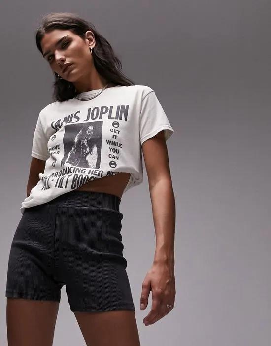 acid wash ribbed legging short in charcoal