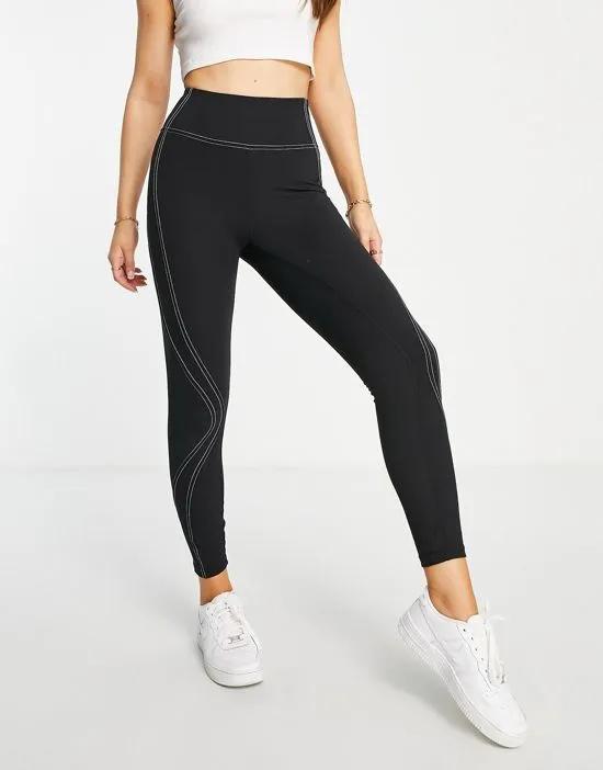 active contrast stitch 7/8 leggings in black - part of a set