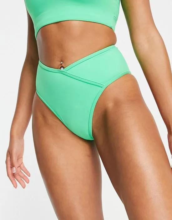 active swim bikini bottoms with cross front detail in light green