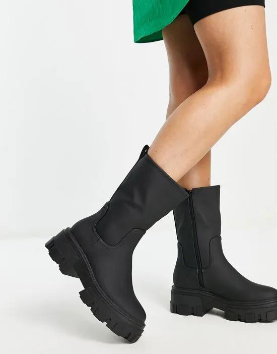 Acton chunky pull on boots in black