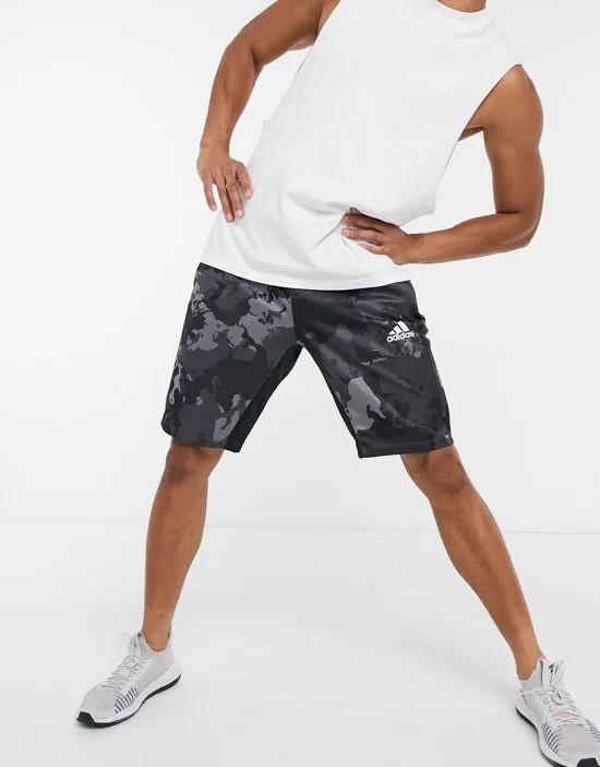 adidas Training camo shorts in gray