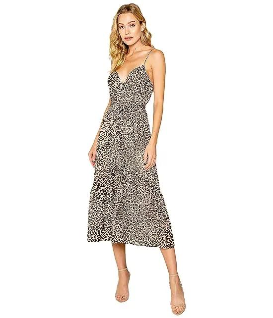 Adjustable Strappy Cami Midi Dress with Front Button Opening