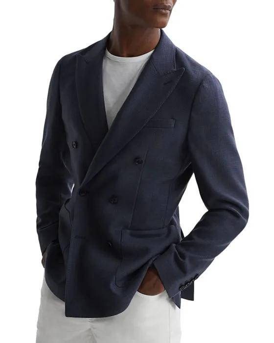 Admire Textured Weave Regular Fit Double Breasted Blazer