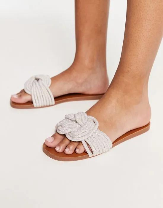 Adore braided sandals in white shiny
