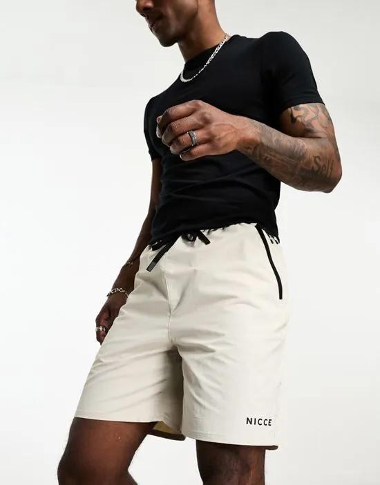 adra woven shorts in off white with contrast waistband - part of a set
