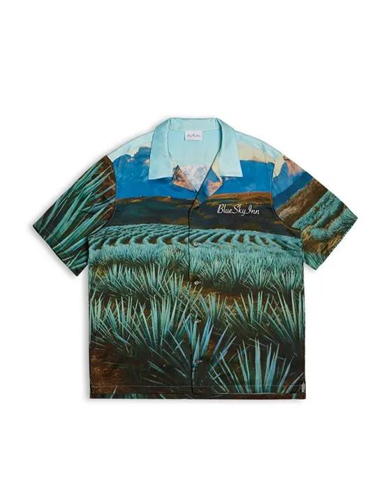 Agave Printed Oversized Fit Button Down Camp Shirt