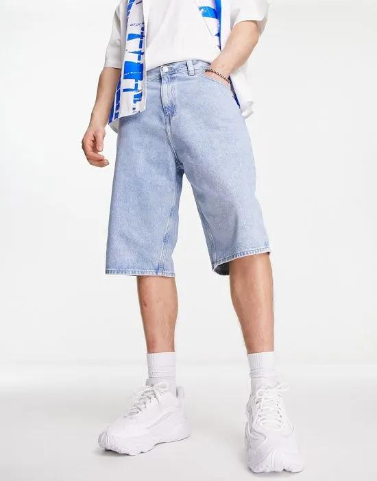 Aiden baggy denim shorts in light wash blue