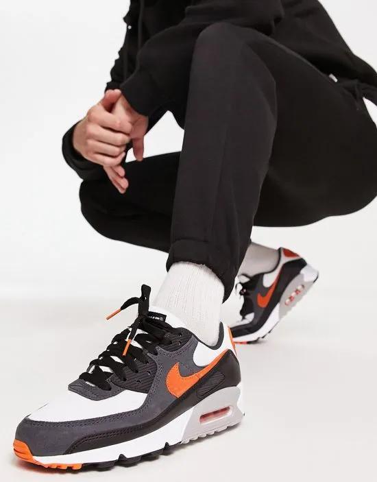 air max 90 sneakers in black and orange
