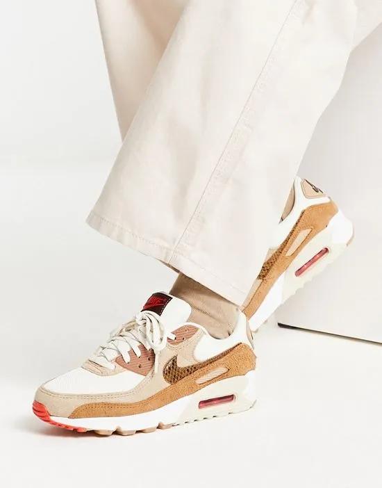 Air Max 90 sneakers in ivory and red