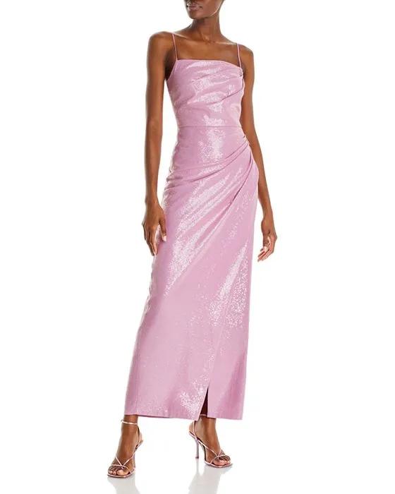 Alania Pleated Sequined Gown