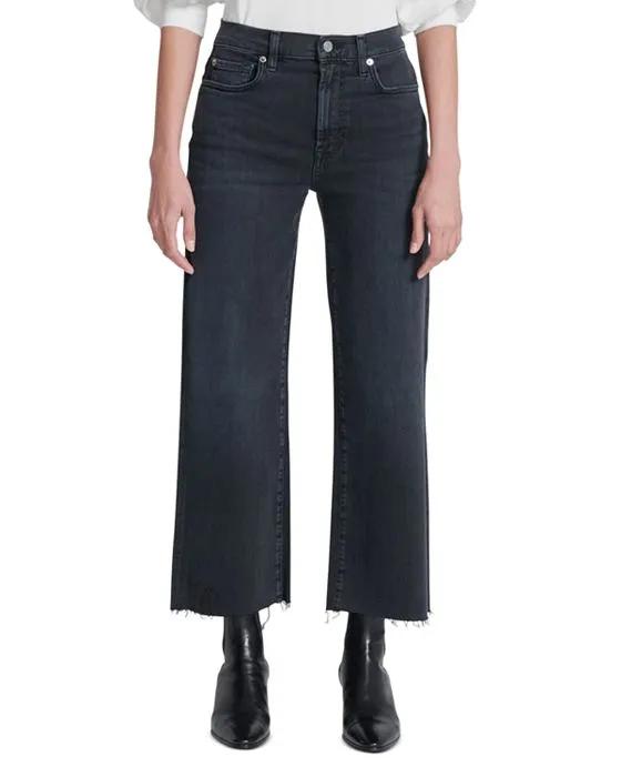 Alexa High Rise Cropped Wide Leg Jeans in Night Rider