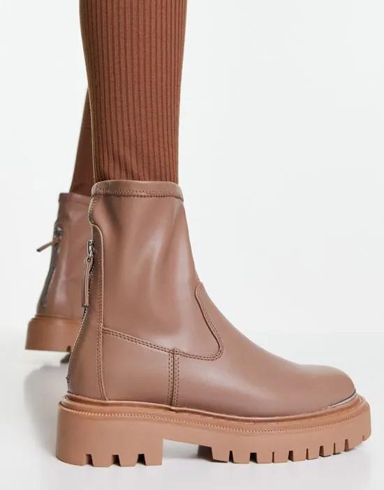 Alima chunky sock boots in beige