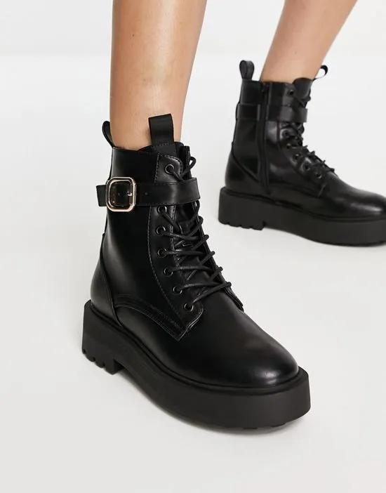 Alix chunky lace-up ankle boots in black