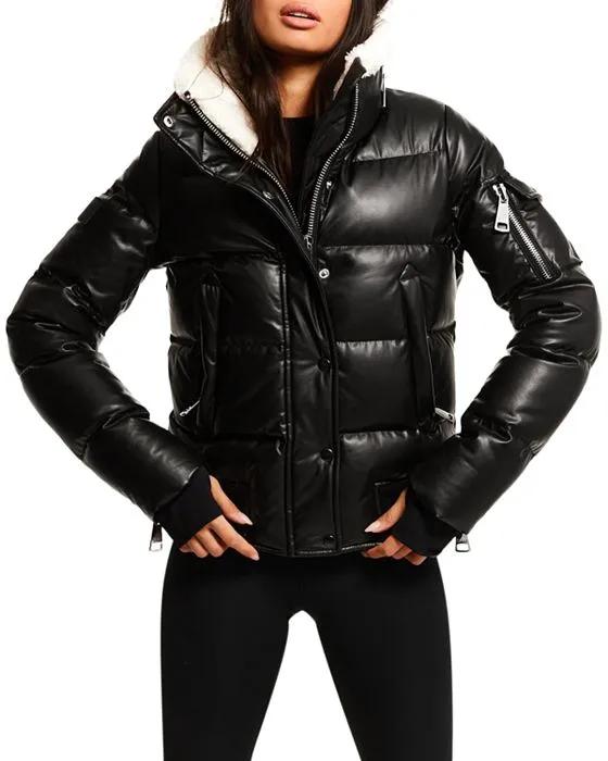 Allegra Faux Leather Puffer Coat