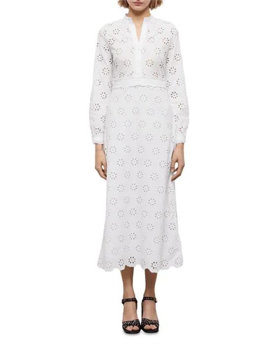 Allover Floral Embroidered Midi Dress