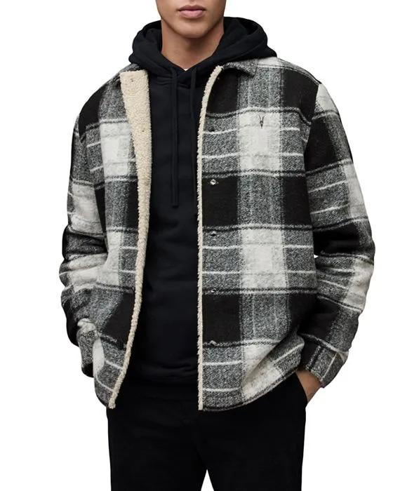 ALLSAINTS Litho Plaid Faux Fur Lined Jacket