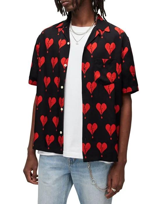 ALLSAINTS Short Sleeve Broken Heart Print Shirt