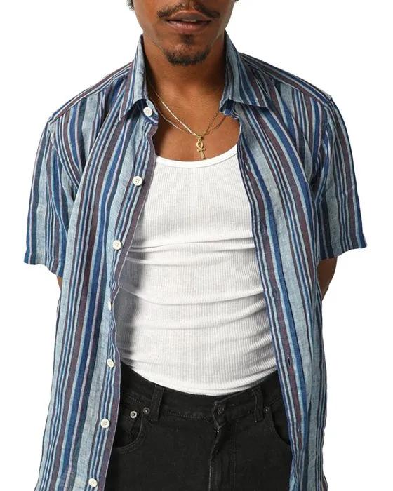 Amalfi Linen Stripe Regular Fit Button Down Shirt  