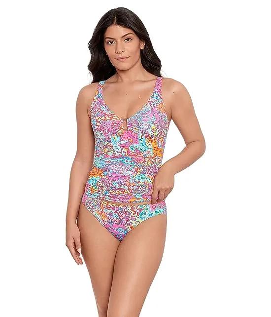 Amara Patchwork Ring Over-the-Shoulder Underwire Tankini