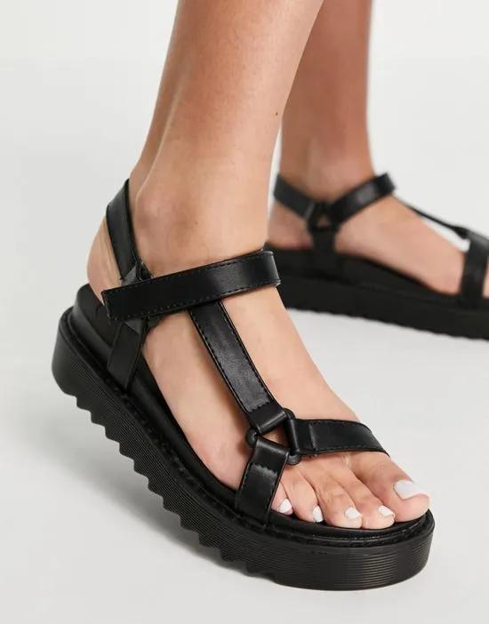 Amari sporty sandals in black - BLACK
