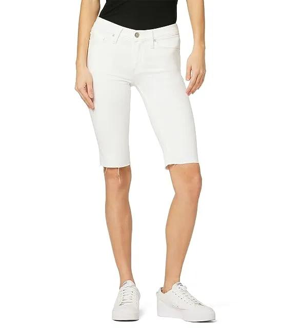 Amelia Mid-Rise Knee Shorts in White