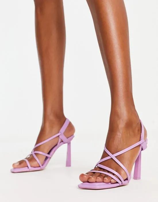 Amila heeled strappy sandals in lilac pop