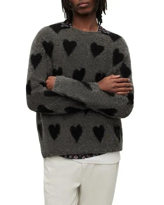 Amore Heart Print Crewneck Sweater