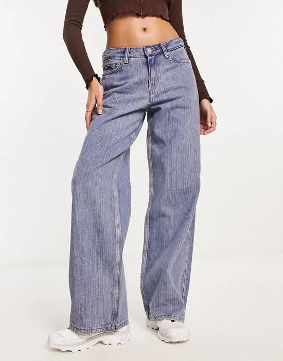 Ample low rise loose fit straight leg jeans in novel blue