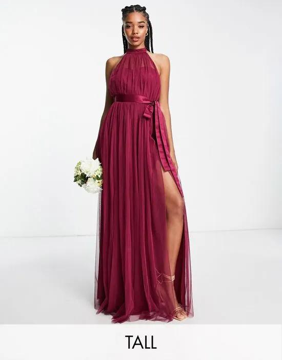 Anaya With Love Tall Bridesmaid halter neck dress in red plum - RED
