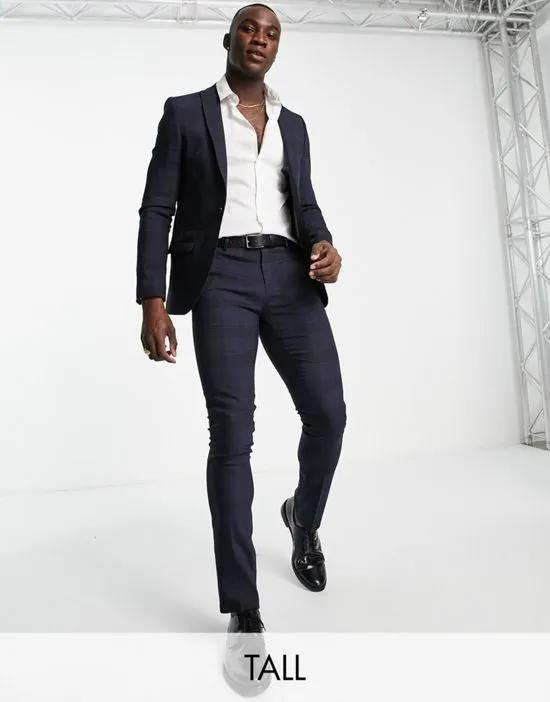 Anderson Tall skinny suit pants in navy check