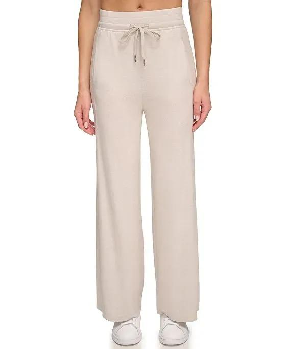 Andrew Marc Sport Women's High Rise Hacci Wide Leg Pants with Pockets
