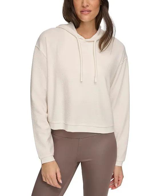 Andrew Marc Sport Women's Pebble Textured Knit Cropped Hoodie