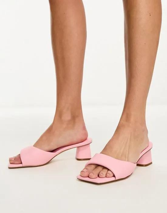 Aneka mid heeled mules in pink