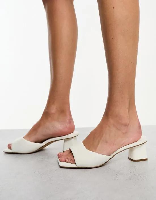 Aneka mid heeled mules in white