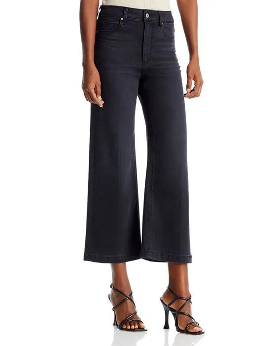 Anessa High Rise Cropped Wide Leg Jeans in Black Willow