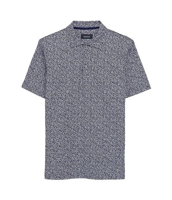 Angelo Leaves Printed Ooohcotton Tech Performance Three-Button Polo