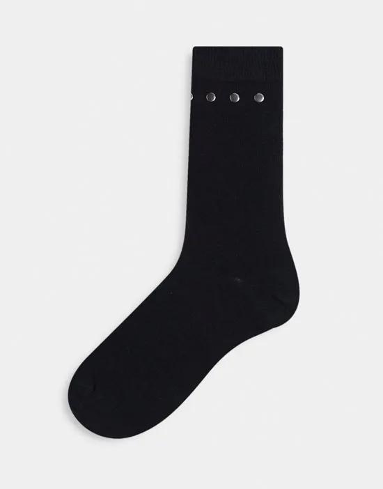 ankle socks in black with studs