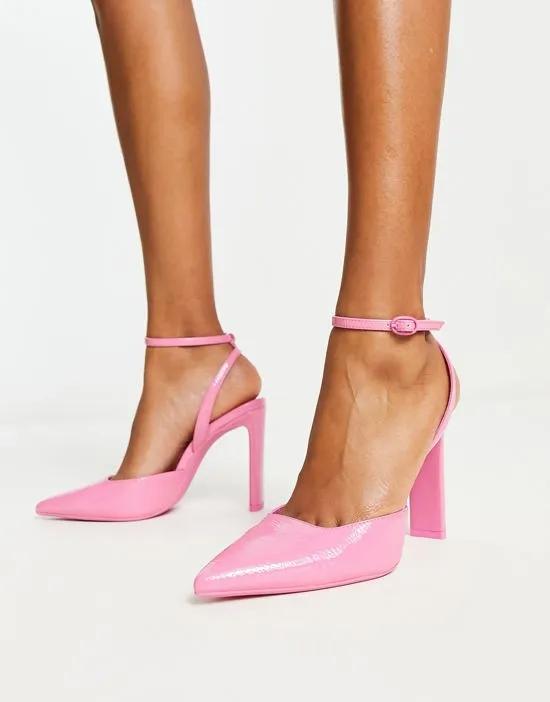 ankle strap pumps in pink
