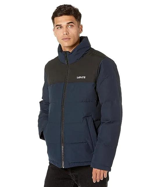 Arctic Cloth Stand Collar Quilted Logo Puffer Jacket