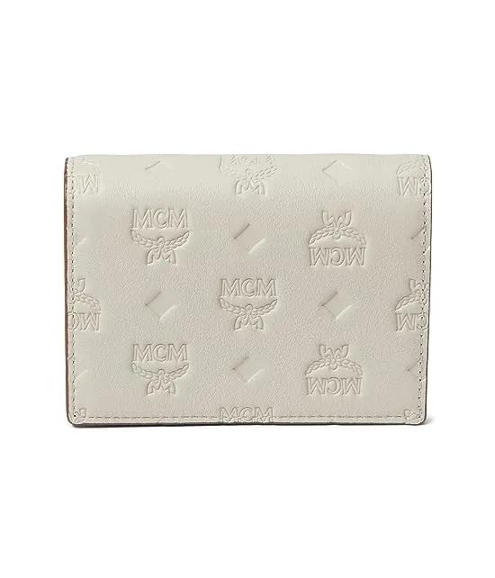 Aren Embroidered Monogram Leather Small Wallet Mini