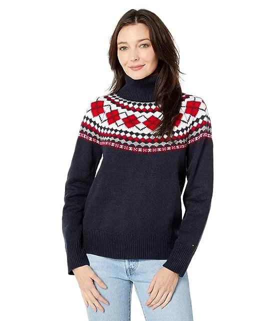 Argyle Fair Isle Turtleneck Sweater