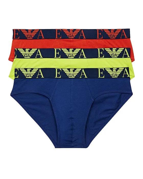Armani Cotton Blend Logo Waistband Briefs, Pack of 3