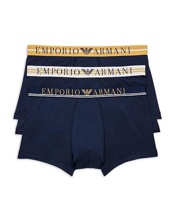 Armani Cotton Blend Logo Waistband Trunks, Pack of 3