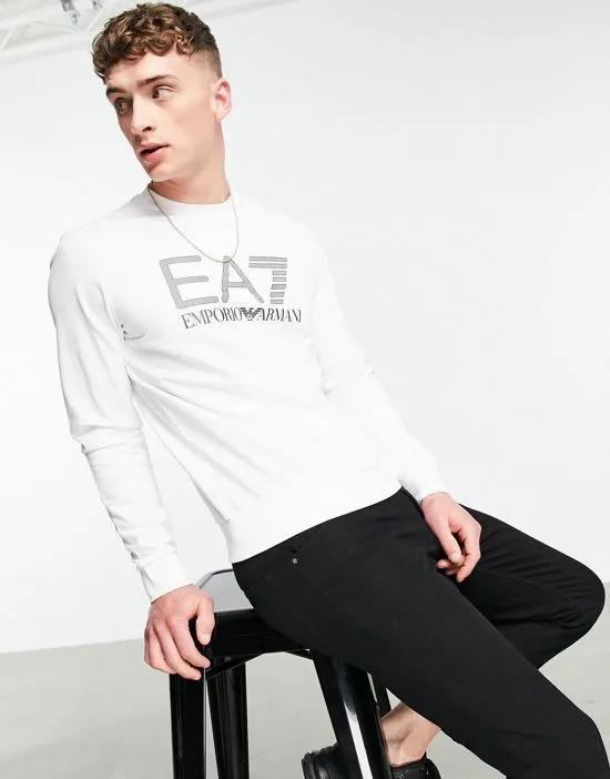 Armani  visibility french terry crew neck sweat in white