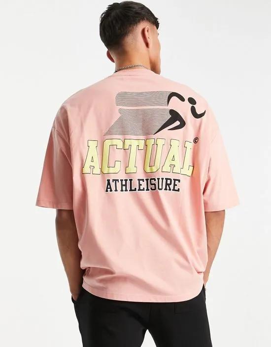 ASOS Actual oversized t-shirt with actual athleisure logo print in rosette