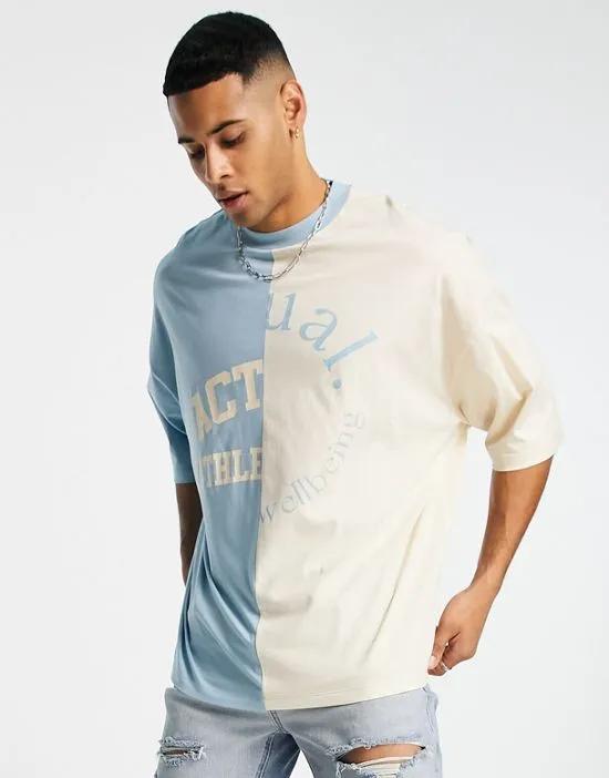 ASOS Actual oversized T-shirt with logo print cut and sew in multi