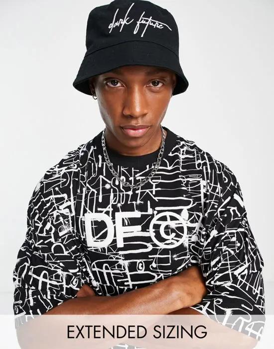 ASOS Dark Future oversized t-shirt with all over logo graphic print in black - part of a set
